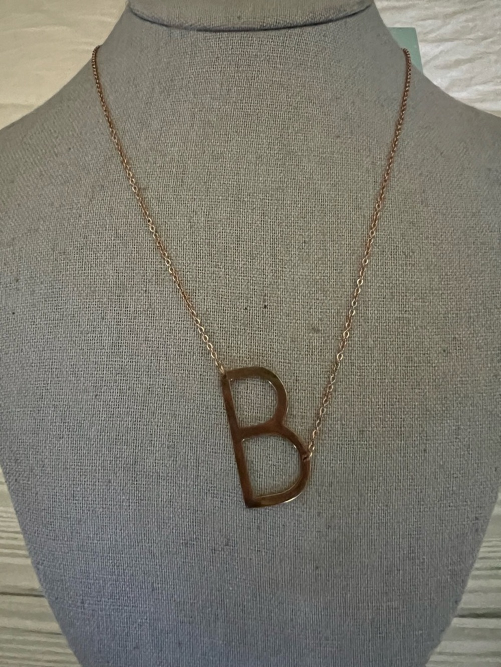 18K Gold over Sterling Initial B Pendant Necklace